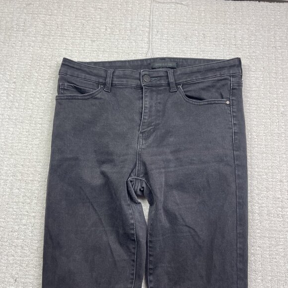 Uniqlo Jeans Mens 28 Black Denim Skinny Stretch Medium Wash Grunge Distressed - Picture 2 of 12